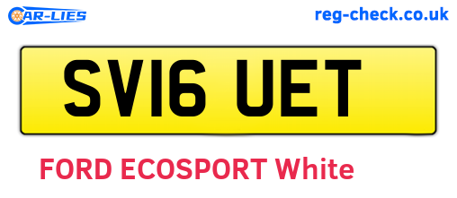 SV16UET are the vehicle registration plates.