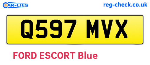 Q597MVX are the vehicle registration plates.