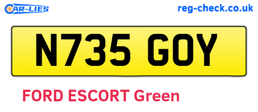 N735GOY are the vehicle registration plates.
