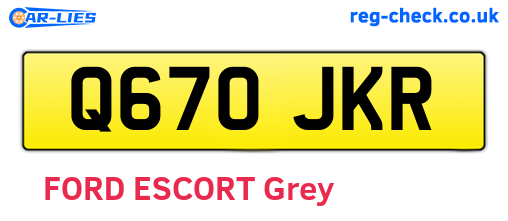 Q670JKR are the vehicle registration plates.