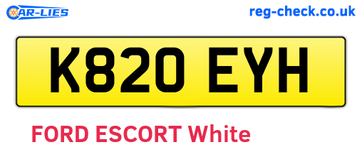K820EYH are the vehicle registration plates.