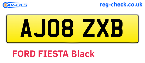 AJ08ZXB are the vehicle registration plates.