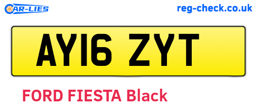 AY16ZYT are the vehicle registration plates.