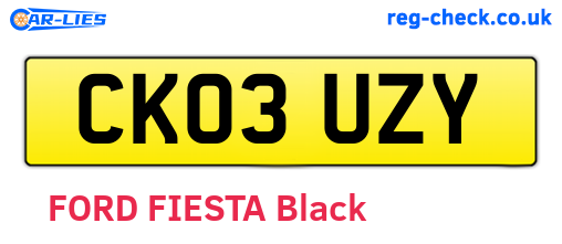 CK03UZY are the vehicle registration plates.