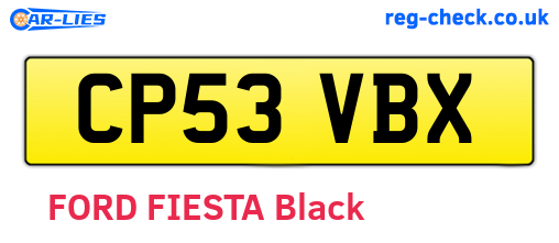CP53VBX are the vehicle registration plates.