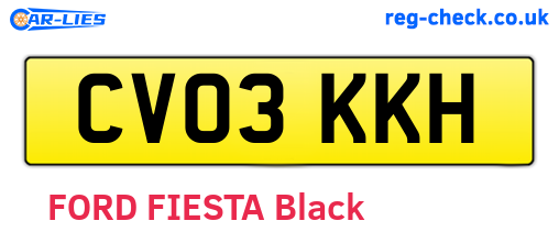 CV03KKH are the vehicle registration plates.