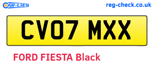 CV07MXX are the vehicle registration plates.