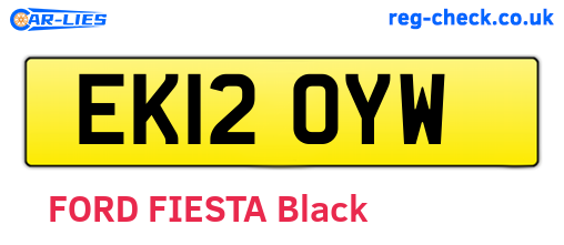 EK12OYW are the vehicle registration plates.