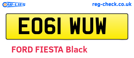 EO61WUW are the vehicle registration plates.