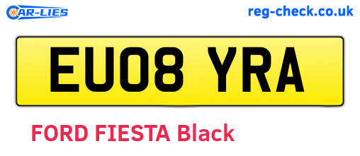 EU08YRA are the vehicle registration plates.