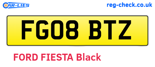 FG08BTZ are the vehicle registration plates.