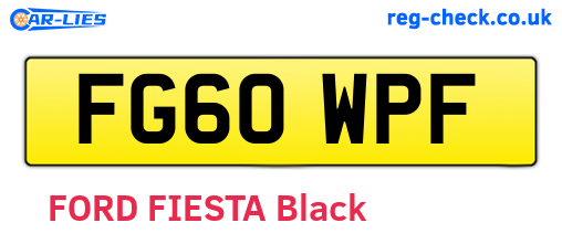 FG60WPF are the vehicle registration plates.