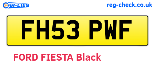 FH53PWF are the vehicle registration plates.