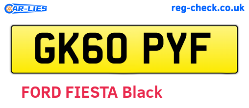 GK60PYF are the vehicle registration plates.