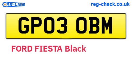GP03OBM are the vehicle registration plates.