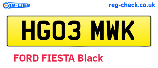 HG03MWK are the vehicle registration plates.