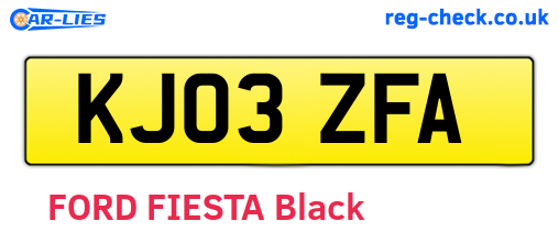 KJ03ZFA are the vehicle registration plates.