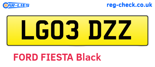 LG03DZZ are the vehicle registration plates.