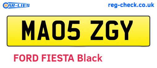 MA05ZGY are the vehicle registration plates.
