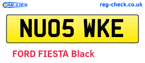 NU05WKE are the vehicle registration plates.