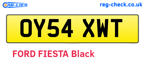 OY54XWT are the vehicle registration plates.