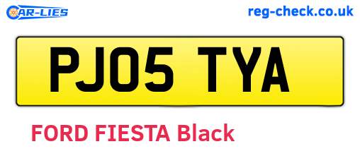 PJ05TYA are the vehicle registration plates.