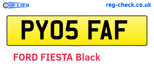 PY05FAF are the vehicle registration plates.