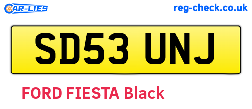 SD53UNJ are the vehicle registration plates.