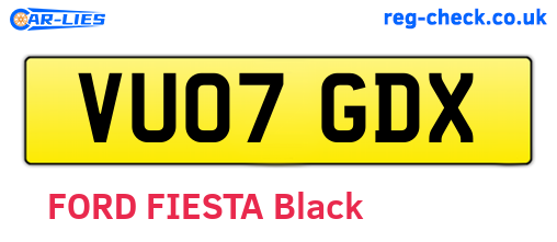 VU07GDX are the vehicle registration plates.