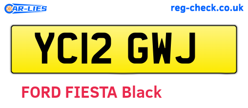 YC12GWJ are the vehicle registration plates.