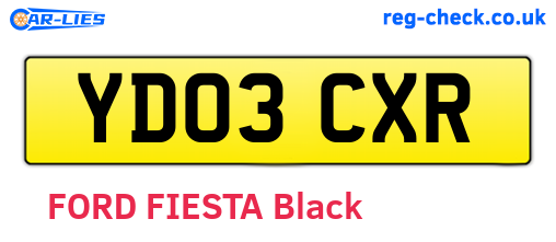 YD03CXR are the vehicle registration plates.