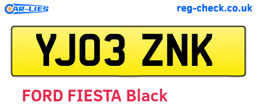 YJ03ZNK are the vehicle registration plates.