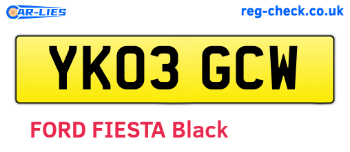 YK03GCW are the vehicle registration plates.