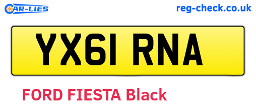 YX61RNA are the vehicle registration plates.