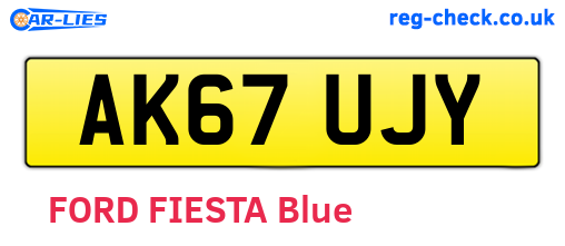 AK67UJY are the vehicle registration plates.