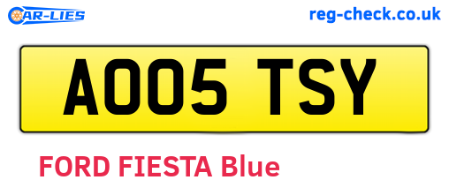 AO05TSY are the vehicle registration plates.