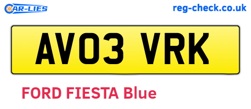 AV03VRK are the vehicle registration plates.