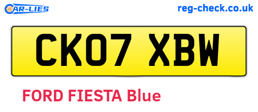 CK07XBW are the vehicle registration plates.