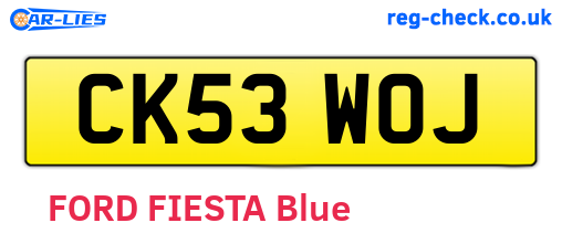 CK53WOJ are the vehicle registration plates.