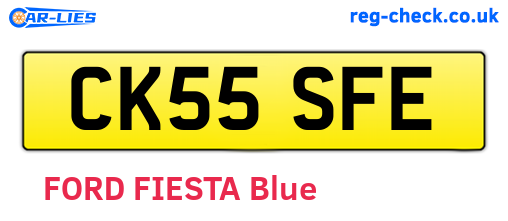 CK55SFE are the vehicle registration plates.