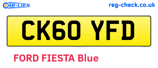 CK60YFD are the vehicle registration plates.