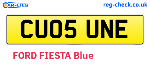 CU05UNE are the vehicle registration plates.