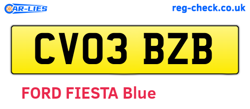 CV03BZB are the vehicle registration plates.