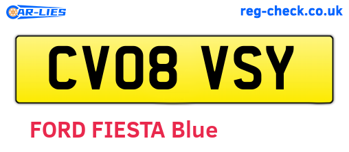 CV08VSY are the vehicle registration plates.