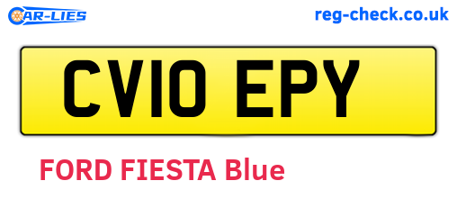 CV10EPY are the vehicle registration plates.