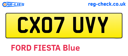CX07UVY are the vehicle registration plates.