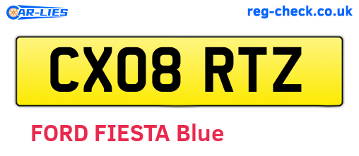CX08RTZ are the vehicle registration plates.