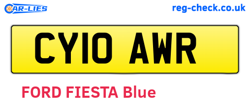 CY10AWR are the vehicle registration plates.
