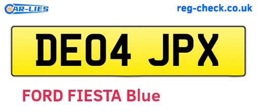 DE04JPX are the vehicle registration plates.