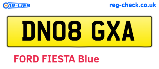 DN08GXA are the vehicle registration plates.